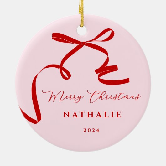 Roze moderne boog keramisch ornament (Achterkant)