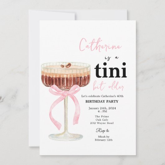 Roze Moderne Boog Koffie Cocktail Verjaardag Kaart (Voorkant)