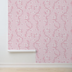 Roze moderne botanische bloem behang