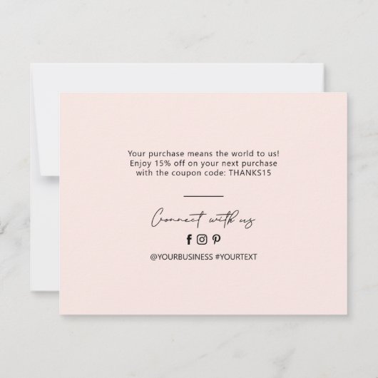 Roze | Moderne briefing voor zakelijk dank Bedankkaart (Achterkant)