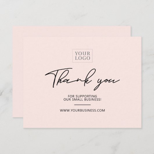 Roze | Moderne briefing voor zakelijk dank Bedankkaart (Voorkant / Achterkant)