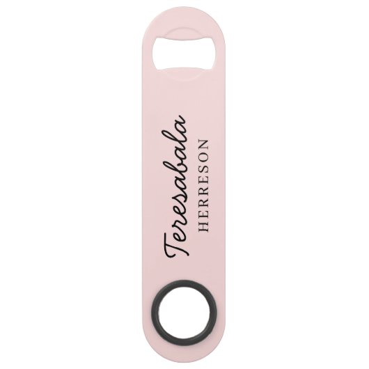 Roze moderne bruidsmeisje script ontwerp speed flessenopener (Voorkant)