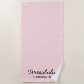 Roze moderne bruidsmeisje script ontwerp strandlaken (Voorkant)