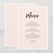 Roze moderne bruiloft. Eenvoudige blush minimalist Menu (Voorkant / Achterkant)