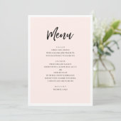 Roze moderne bruiloft. Eenvoudige blush minimalist Menu (Staand voorkant)