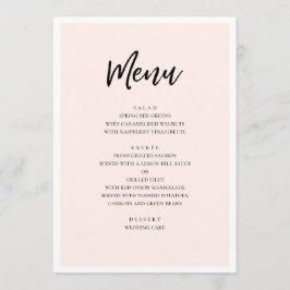 Roze moderne bruiloft. Eenvoudige blush minimalist Menu