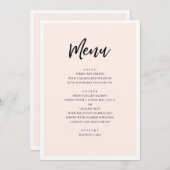 Roze moderne bruiloft. Eenvoudige minimalistische  Menu (Voorkant / Achterkant)