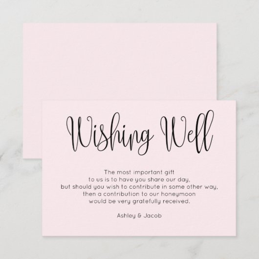 Roze moderne bruiloft wensen goed. Eenvoudige blos Informatiekaartje (Voorkant / Achterkant)