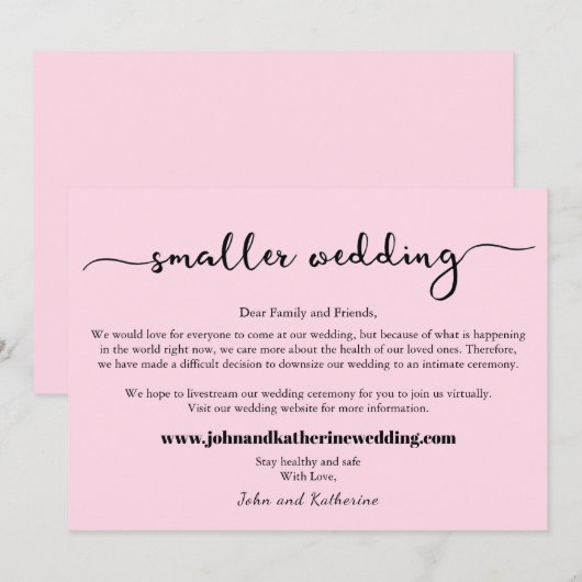 Roze moderne bruisende aankondiging van kleinere b (Voorkant / Achterkant)