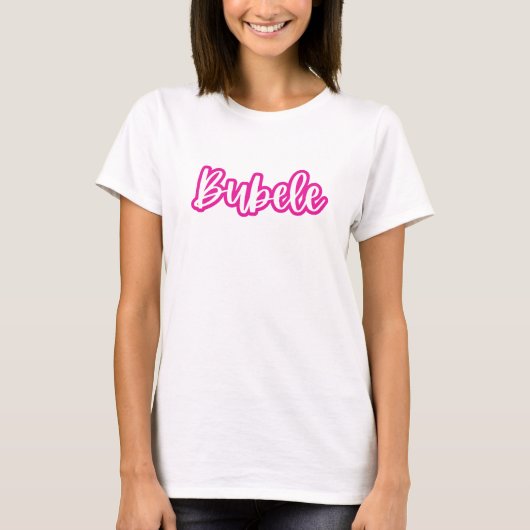  Roze Moderne Bubele Tekst Vrouwen T-shirt (Voorkant)