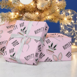 Roze moderne Bunny Ears Paasgriffie cupcakes Cadeaupapier