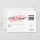 roze moderne cadeaubon logo QR-code (Voorkant)