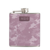 Roze moderne Camouflage monogrammekolf Heupfles (Voorkant)