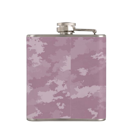 Roze moderne Camouflage monogrammekolf Heupfles (Achterkant)