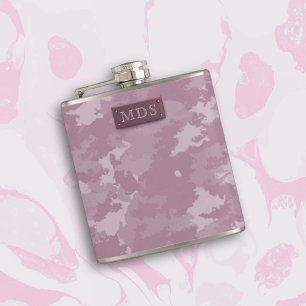 Roze moderne Camouflage monogrammekolf Heupfles