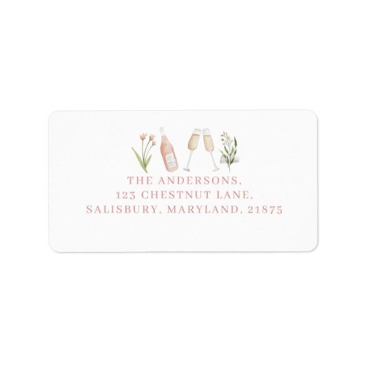 Roze, moderne champagne bachelorette, stijlvol etiket (Voorkant)