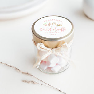 Roze, moderne champagne bachelorette, stijlvol ronde sticker
