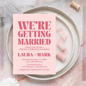 Roze Moderne Chic Retro Fotobruiloft Kaart