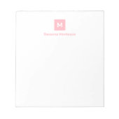 Roze Moderne Chic Trend Monogram Naam  Notitieblok (Voorkant)
