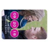 Roze Moderne Circles Foto opslaan Datum Magnet Magneet (Horizontaal)