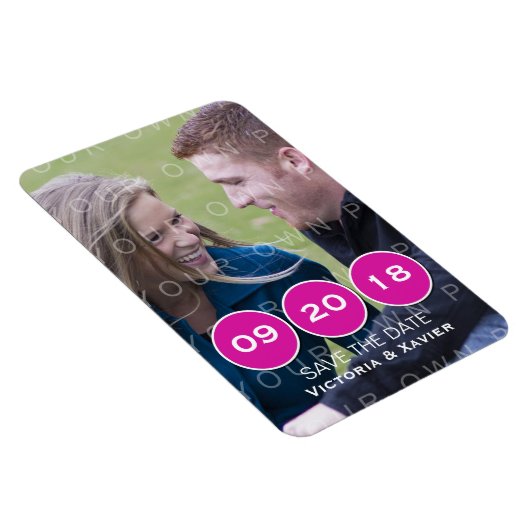 Roze Moderne Circles Foto opslaan Datum Magnet Magneet (Rechterzijde)