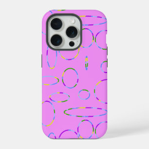 Roze moderne cirkels lussen iPhone 15 pro case