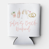 Roze, moderne cocktailscript bachelorette kan blikjeskoeler (Voorkant)