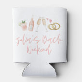 Roze, moderne cocktailscript bachelorette kan blikjeskoeler (Achterkant)