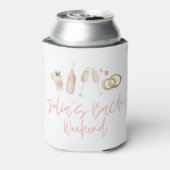 Roze, moderne cocktailscript bachelorette kan blikjeskoeler (Blikje Achterkant)
