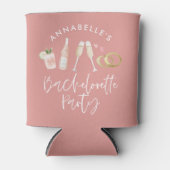 Roze, moderne cocktailscript bachelorette kan blikjeskoeler (Voorkant)