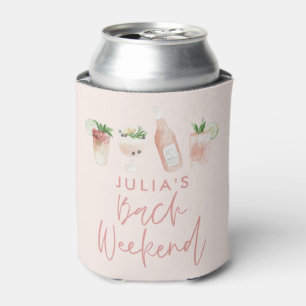 Roze, moderne cocktailscript bachelorette kan blikjeskoeler
