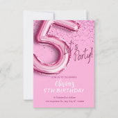 Roze moderne Confetti 5e verjaardag Kaart (Voorkant)