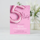 Roze moderne Confetti 5e verjaardag Kaart (Staand voorkant)