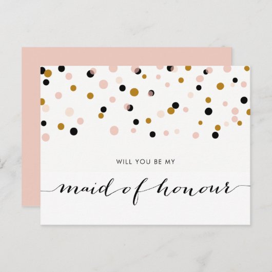 Roze moderne Confetti zal je zijn mijn eerbetoon z Uitnodiging Briefkaart (Voorkant / Achterkant)