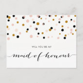 Roze moderne Confetti zal je zijn mijn eerbetoon z Uitnodiging Briefkaart (Voorkant)