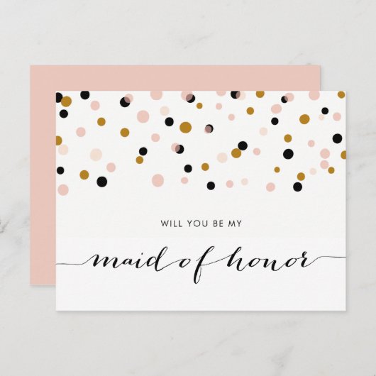 Roze moderne Confetti zal je zijn mijn eerbetoon z Uitnodiging Briefkaart (Voorkant / Achterkant)