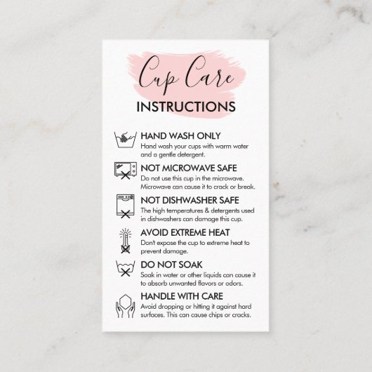 Roze Moderne Cup Instructie  Logo Visitekaartje (Achterkant)