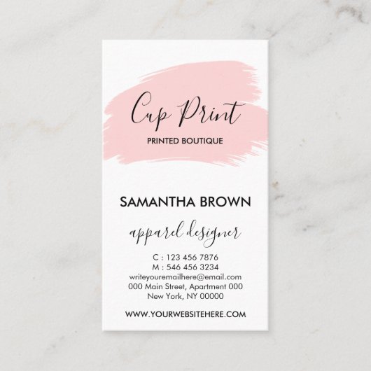 Roze Moderne Cup Instructie  Logo Visitekaartje (Voorkant)