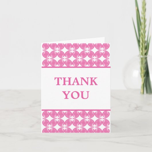 Roze moderne deco - Hartelijk dank Bedankkaart (Voorkant)