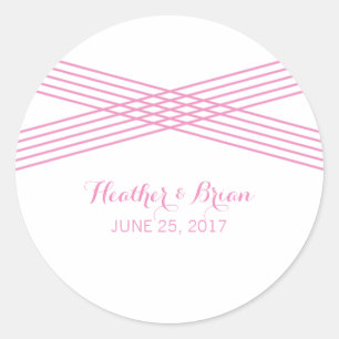 Roze moderne deco weddenschappen ronde sticker