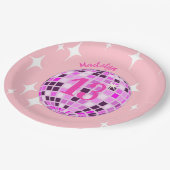 Roze moderne Disco Mirror Ball 13th Birthday Papieren Bordje (Gekanteld)