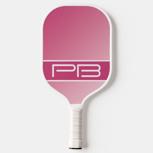 Roze, moderne dubbele Initialen gradiënt Pickleball Paddle (Achterkant)