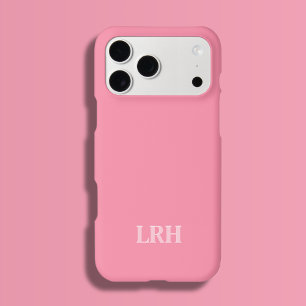 Roze Moderne Dubbele Laag Eenvoudige Initiële Mono iPhone 15 Pro Case