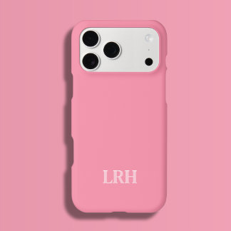 Roze Moderne Dubbele Laag Eenvoudige Initiële Mono iPhone 15 Pro Case