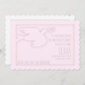 Roze Moderne Duif Baby Aangepaste viering van het  Kaart (Voorkant / Achterkant)