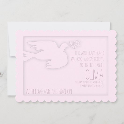 Roze Moderne Duif Baby Aangepaste viering van het  Kaart (Voorkant)