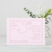 Roze Moderne Duif Baby Aangepaste viering van het  Kaart (Staand voorkant)