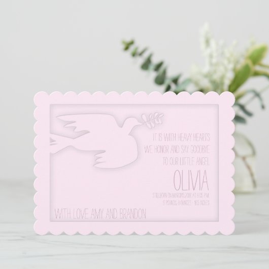 Roze Moderne Duif Baby Aangepaste viering van het  Kaart (Staand voorkant)