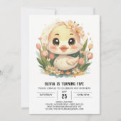 Roze moderne eend verjaardag kaart (Voorkant)