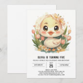 Roze moderne eend verjaardag kaart (Voorkant / Achterkant)